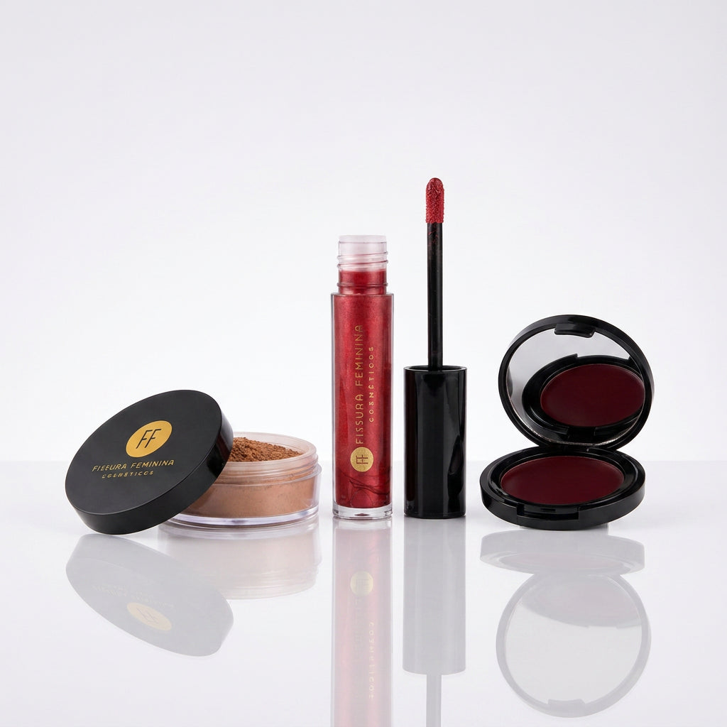 Combo Pó Solto Chocolate Frio + Blush Jambo + Gloss Freya